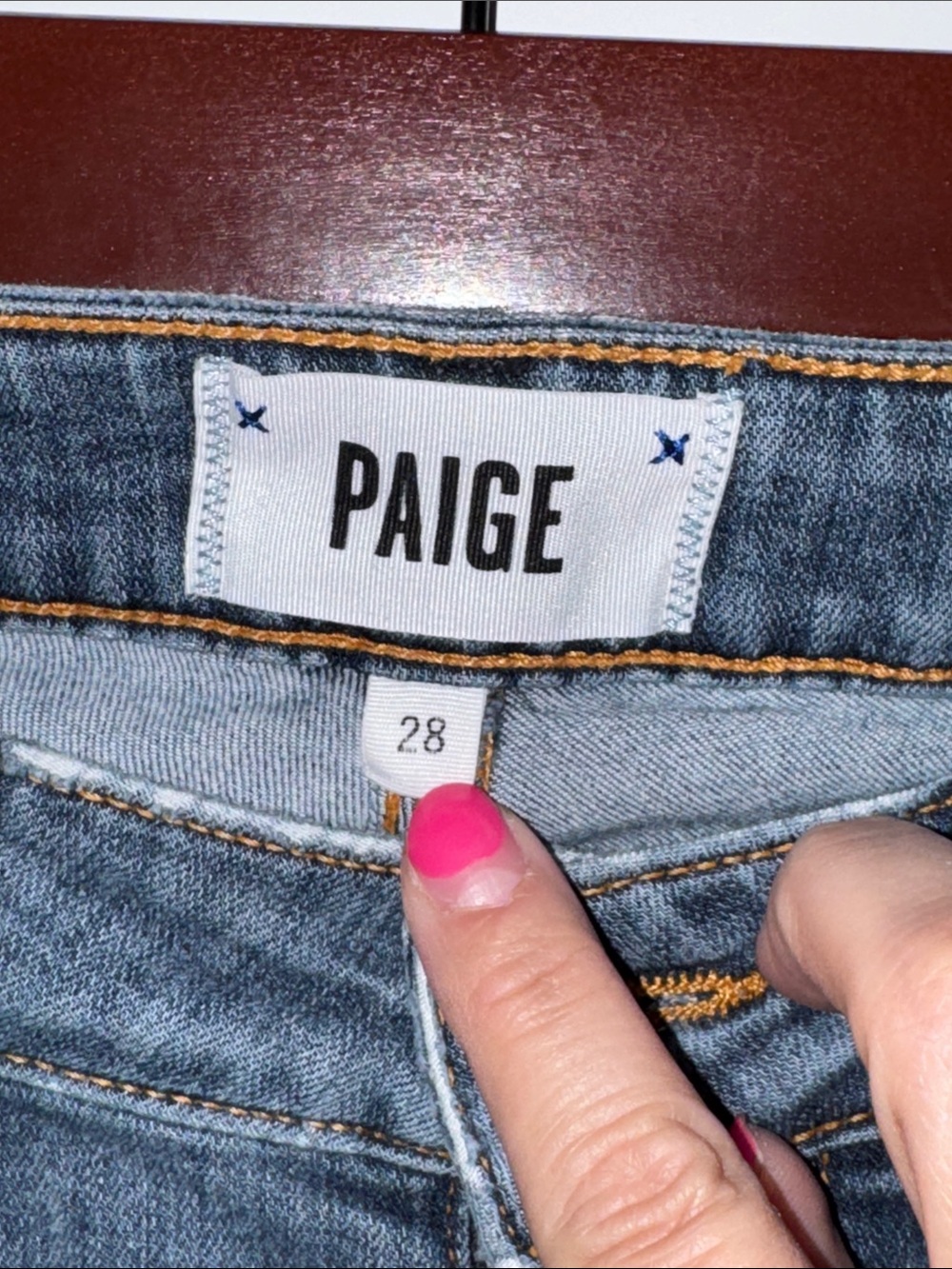 PAIGE Distressed Skinny Jeans — Light Wash Blue Sz 28” rise 8” quiet luxury - Picture 2 of 5